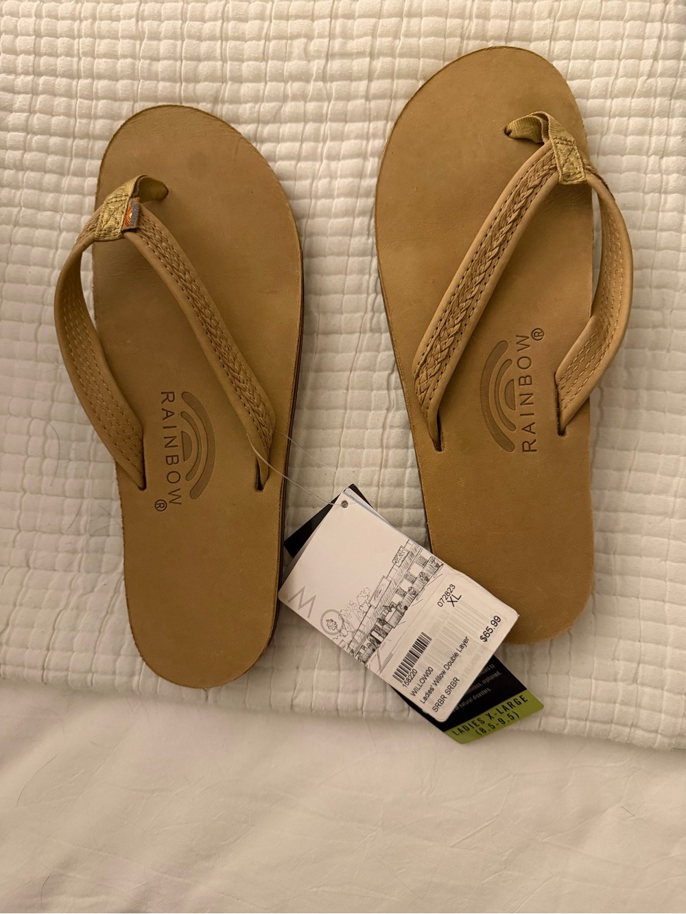 Rainbow Tan Braided Strap Flip Flop Sandals